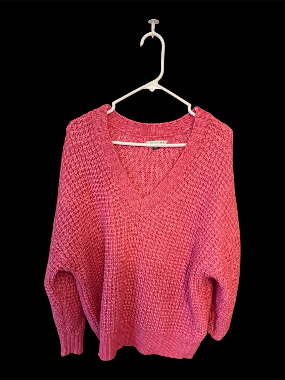 American Eagle Outfitters Coral Pink V-Neck Knit Sweater